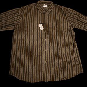Georg Roth Germany Men's Brown Striped Button-Down Shirt (Size XL)